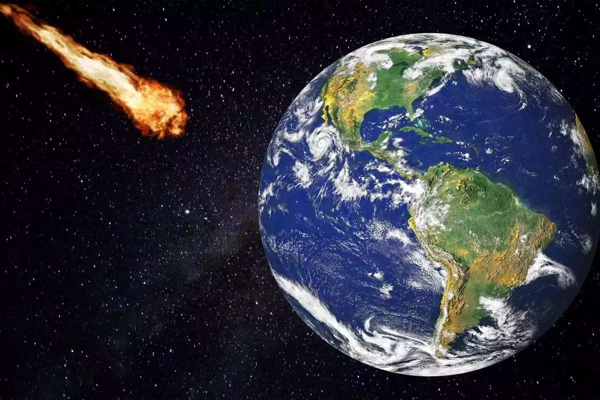 Un asteroide impactando contra la Tierra