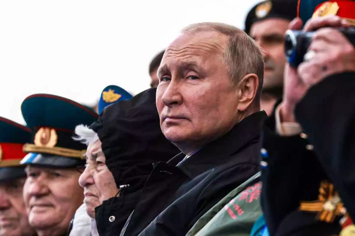 Imagen de Vladimir Putin durante un acto en Rusia durante la guerra de Ucrania.