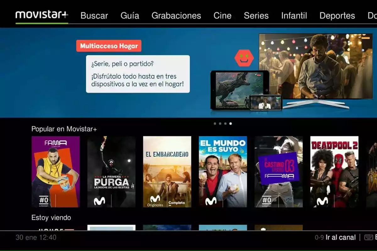 Interfaz principal de Movistar+ y Movistar TV