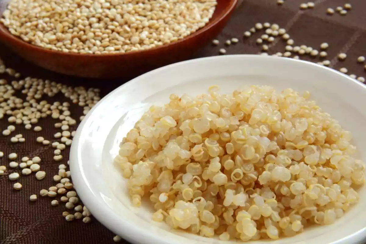 Plato blanco con quinoa