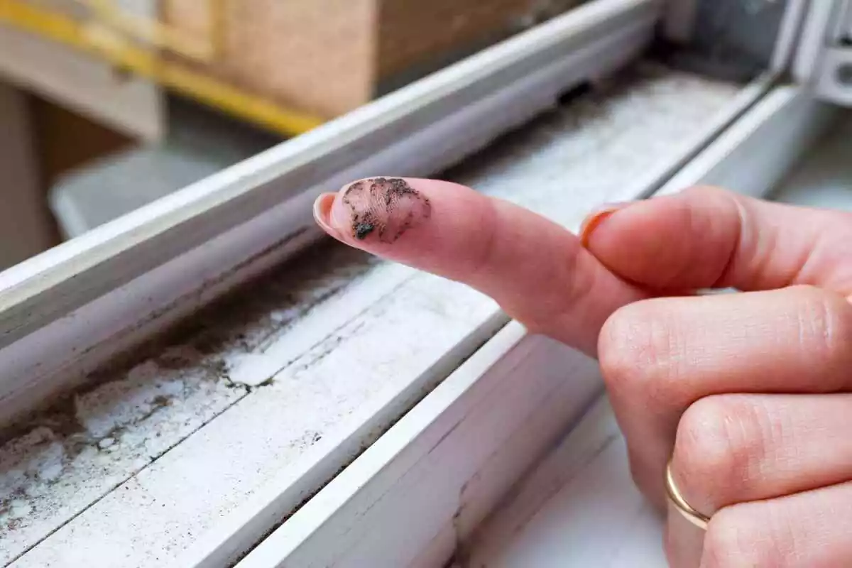 Polvo en el raíl de la ventana