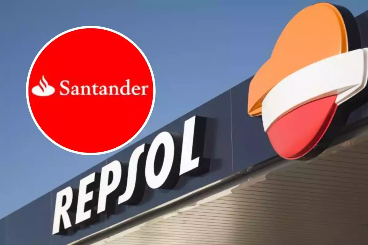 Montaje con fotos de Repsol y Santander