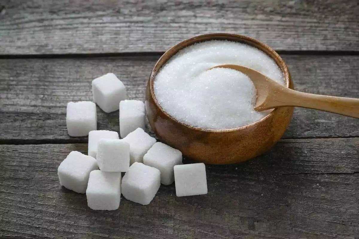 White sugar in a small bowl