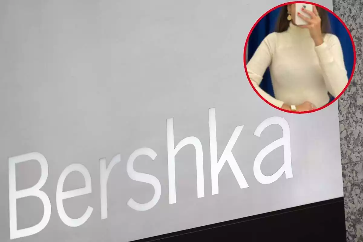 Tienda Bershka y primer plano del jersey de cuello alto