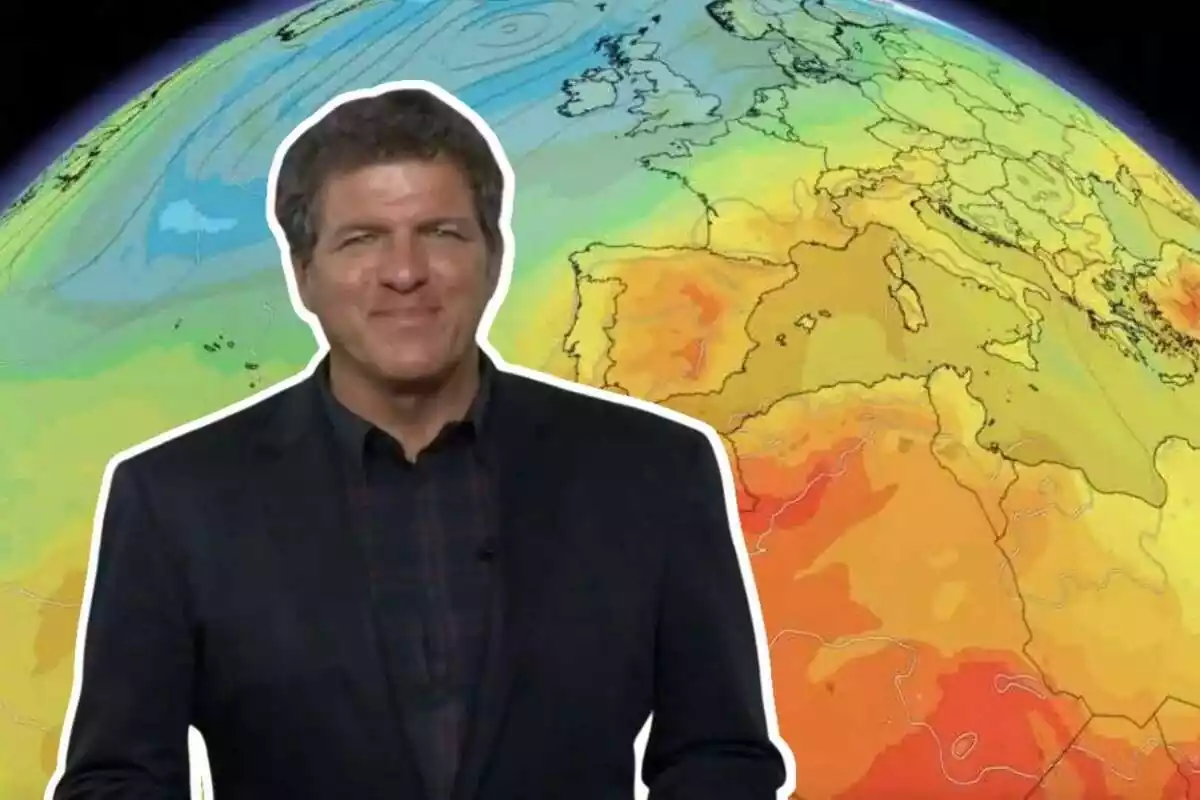 Montaje con el meteorólogo Mario Picazo y un mapa de temperaturas