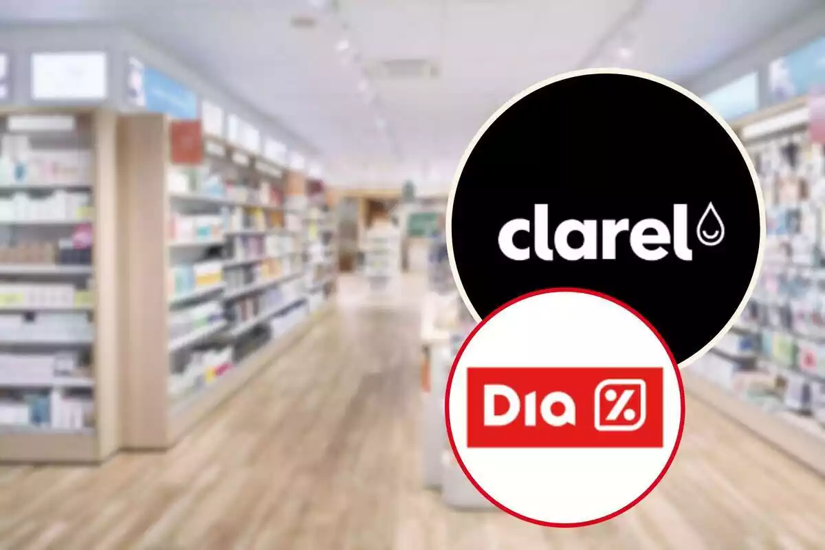 Montaje de un supermercado y los logos de Clarel y Dia