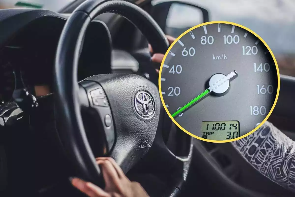 Montaje de un volante Toyota con una redonda de kilometraje