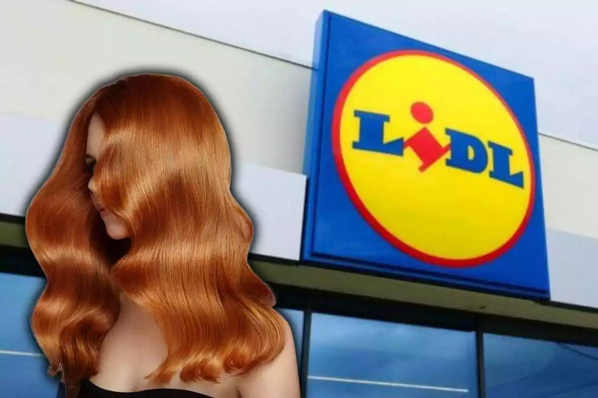 Noia pèl-roja i supermercat Lidl Noia pèl-roja i supermercat Lidl